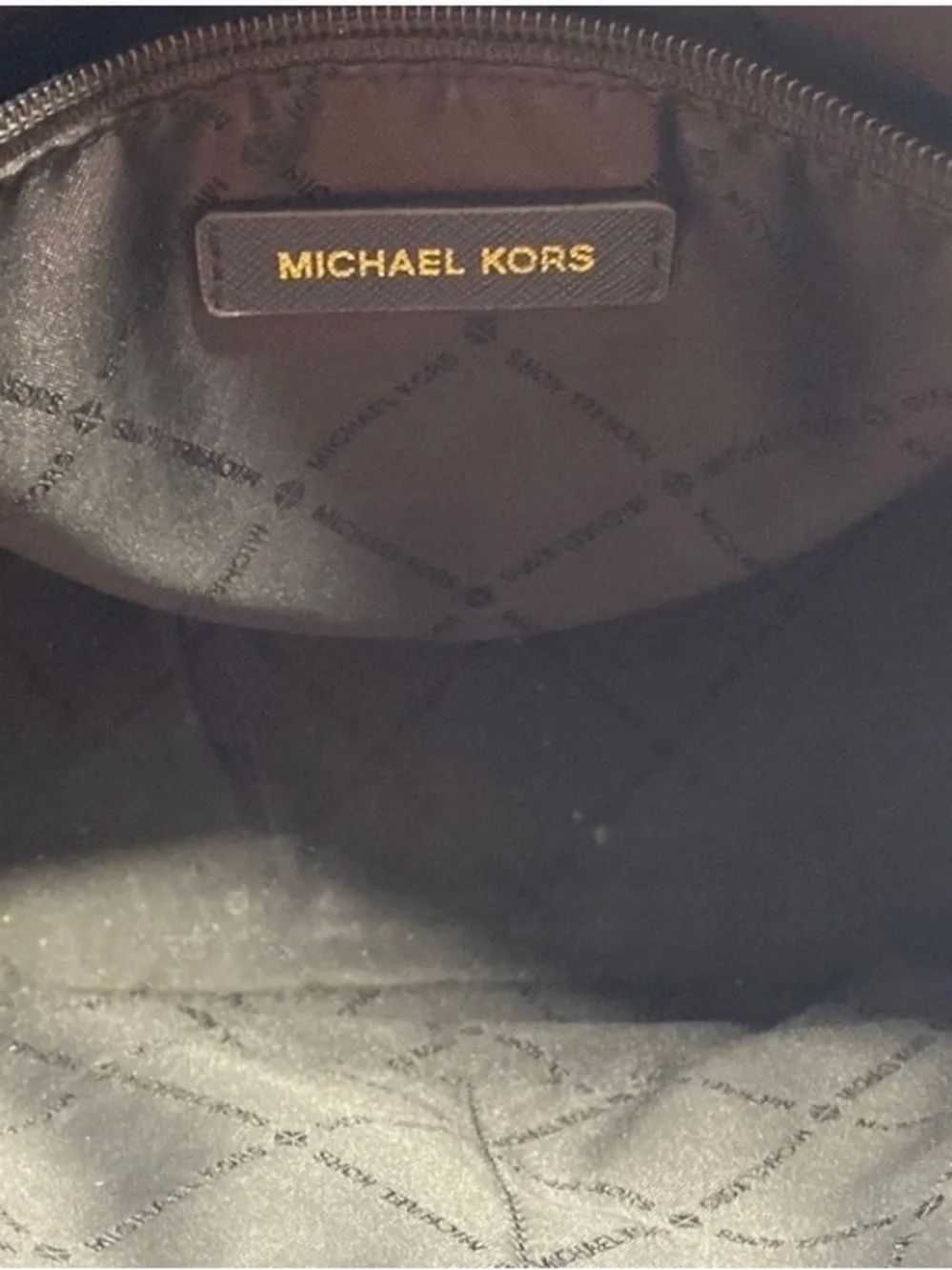 Michael Kors Black Leather Tote with Gold-Tone Hardware